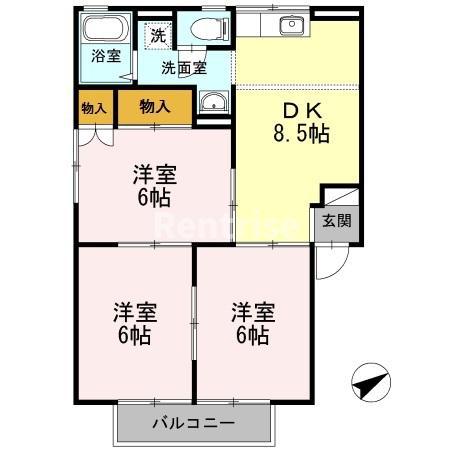 メゾンフレンドA(3DK/2階)の間取り写真