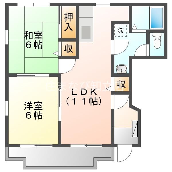 セントレージ横山(2LDK/1階)の間取り写真