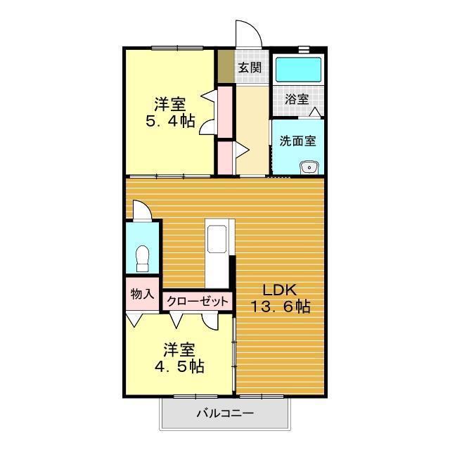 ボナールメゾン風(2LDK/2階)の間取り写真