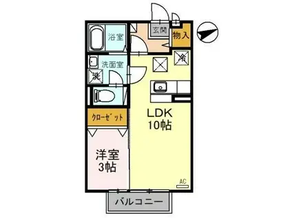 メゾン松葉 B棟(1LDK/1階)の間取り写真