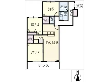 メゾン天白公園東 E棟(3LDK/1階)の間取り写真