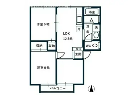 ファミーユ上町(2LDK/2階)の間取り写真