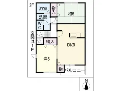 パークヒルズA(2DK/2階)の間取り写真