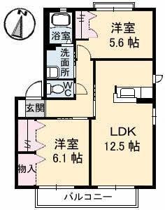 ロイヤルフェルティ A・B・C・D・E(2LDK/2階)の間取り写真