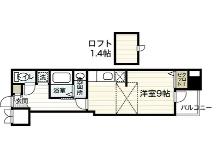 エクセリア小町(ワンルーム/2階)の間取り写真