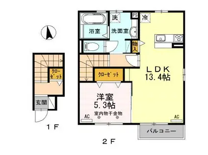 ルミエール(1LDK/2階)の間取り写真