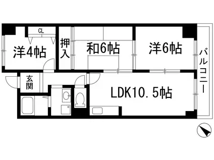 グリーンヒル池田(3LDK/2階)の間取り写真
