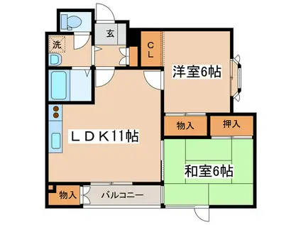 栄ハイツ(2LDK/1階)の間取り写真