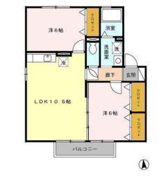 フローラルビレッジ VI(2LDK/2階)の間取り写真