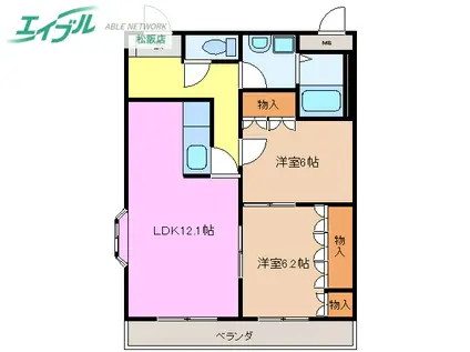 ＪＲ紀勢本線 六軒駅(三重) 徒歩35分 2階建 築21年(2LDK/2階)の間取り写真