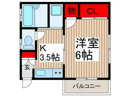 ハイツあづま(1K/2階)の間取り写真