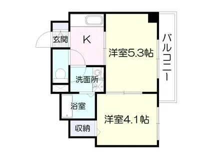 ロイヤルシティ県庁前プレミアム(2K/4階)の間取り写真