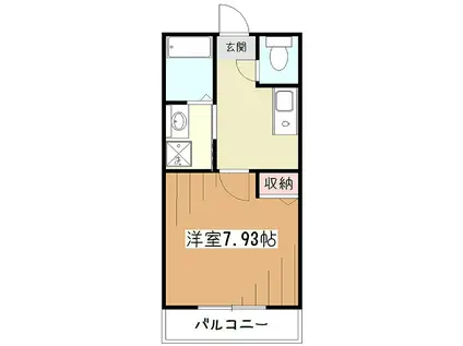 カインドネス東大和(1K/1階)の間取り写真