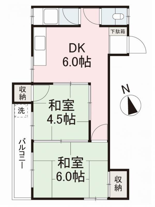 豊千マンション(2DK/4階)の間取り写真