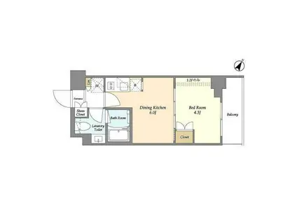 ベルファース駒沢三丁目(1DK/3階)の間取り写真