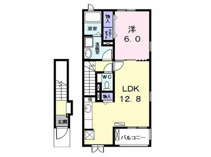 カーサ セレノ(1LDK/2階)の間取り写真