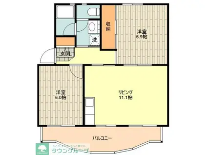 ウィーンハイツ(2LDK/2階)の間取り写真