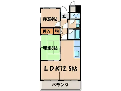 ロイヤルオーク(2LDK/2階)の間取り写真
