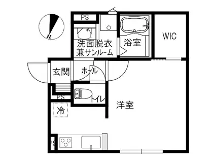 FOORIN(ワンルーム/2階)の間取り写真