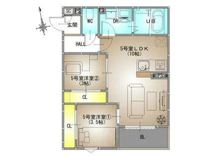 REGALEST 南高前(2LDK/1階)の間取り写真