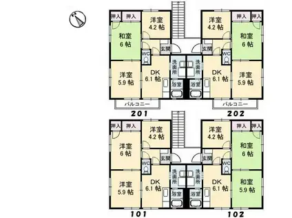 エステート楠(2LDK/1階)の間取り写真