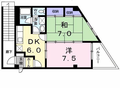 シュマンハウス(2DK/2階)の間取り写真