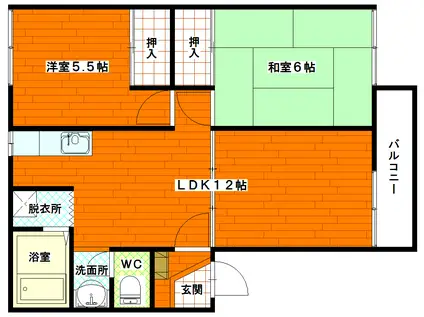 ベルメゾンA棟(3DK/2階)の間取り写真