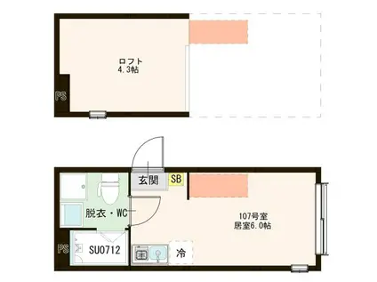 西新井テラス(ワンルーム/1階)の間取り写真