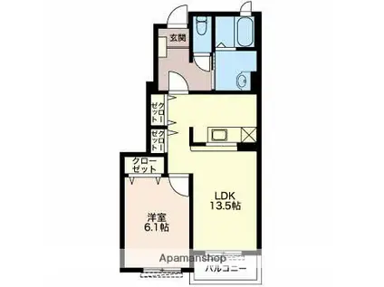 アーバンダンスII-B(1LDK/1階)の間取り写真