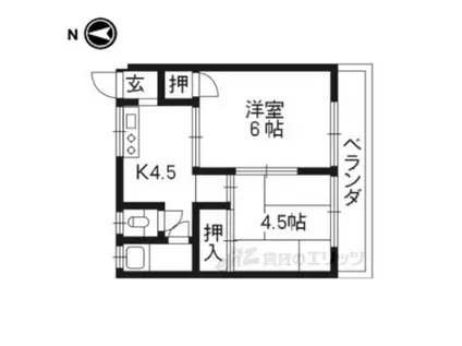 コーポ高矢(2DK/1階)の間取り写真