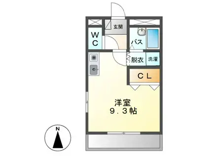 エルガーデン(ワンルーム/2階)の間取り写真