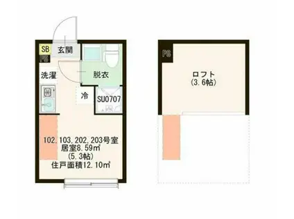 エーデルシュタイン上板橋(ワンルーム/1階)の間取り写真