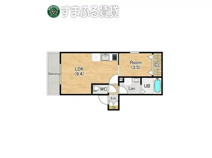 ジーメゾン草刈エルペシア(1LDK/1階)の間取り写真