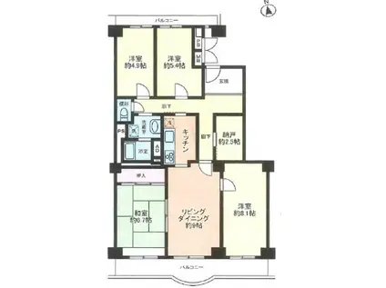 新松戸サンライトパストラル五番街C棟(4SLDK/8階)の間取り写真