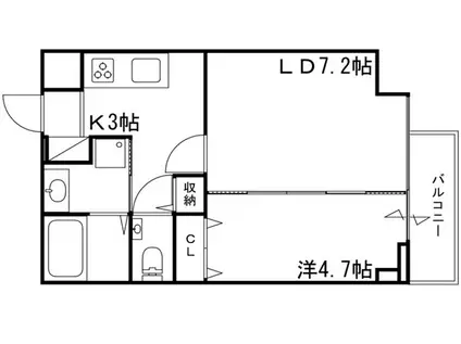ONE LIGHT 坂田町(1LDK/3階)の間取り写真