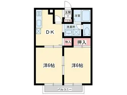 ハイムティーピー(2DK/2階)の間取り写真