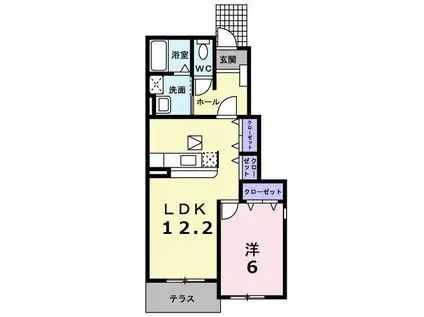 サンソーレB(1LDK/1階)の間取り写真