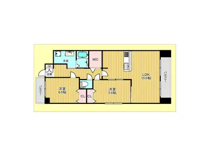 アンフィニ緑地公園(2LDK/3階)の間取り写真