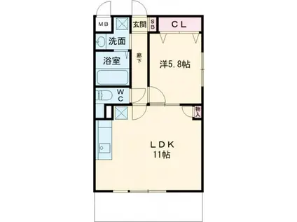 グランディール(1LDK/1階)の間取り写真