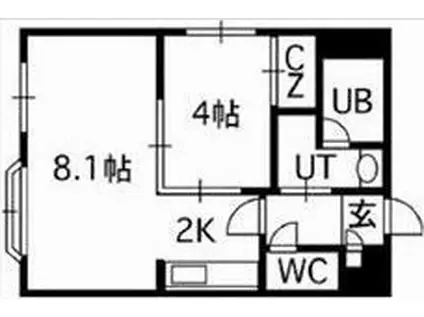 ラッフィナート(1LDK/2階)の間取り写真