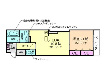 A・カーサ フェリーチェ(1LDK/3階)の間取り写真