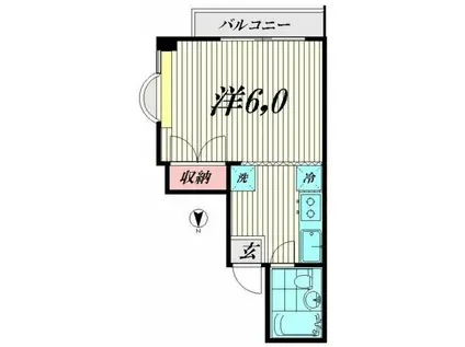 三恵ハウスB(1DK/2階)の間取り写真