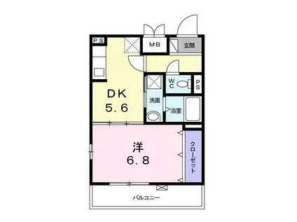 ラ・メゾン南町(1DK/2階)の間取り写真