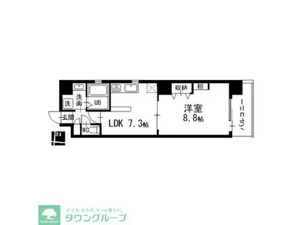 丸の内スクエア(1DK/2階)の間取り写真