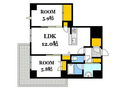 ラヴェール横川(2LDK/5階)の間取り写真