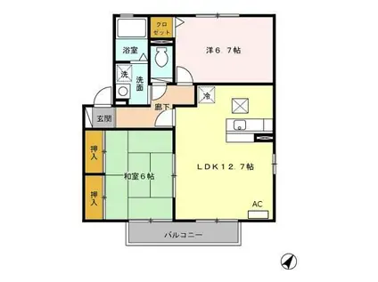 サン カルチェあいおい E(2LDK/1階)の間取り写真