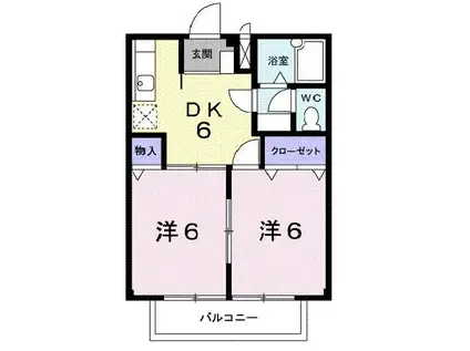 ファミール彩(2DK/1階)の間取り写真