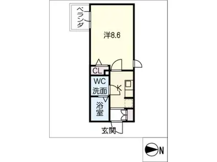 SOLEIL神宮(1K/2階)の間取り写真