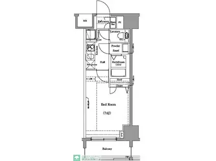 グランシアタワー亀戸(1K/12階)の間取り写真
