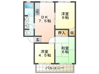 サンライフ中野(3DK/2階)の間取り写真